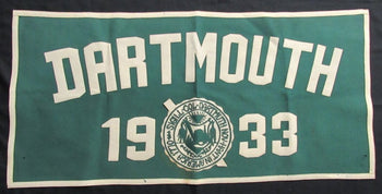 Vintage Dartmouth Ivy League Football 46X21.5 Green Felt 1933 Banner 182590