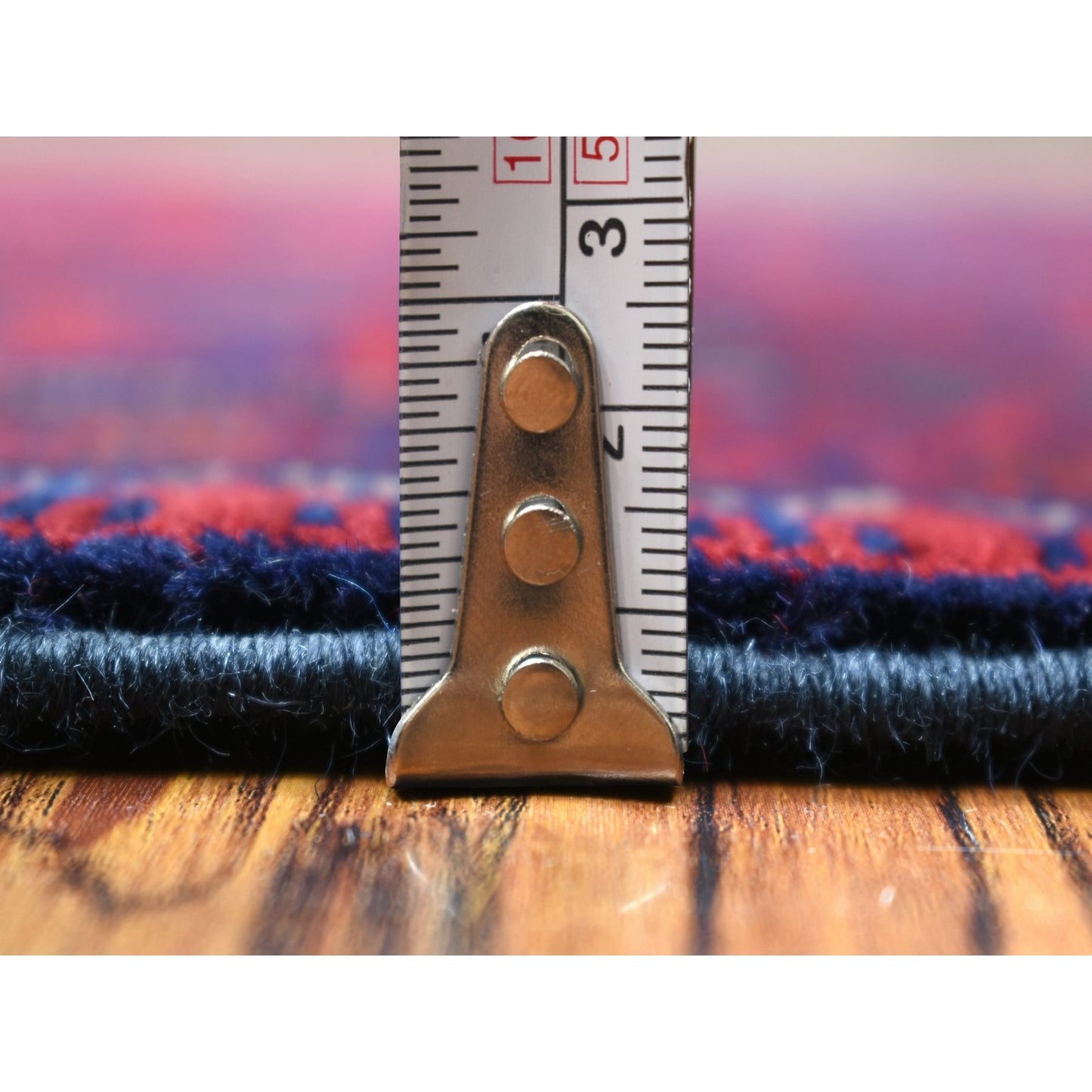 2'10"X12'6" Deep Red Soft Wool Hand Knotted Afghan Khamyab Runner Rug