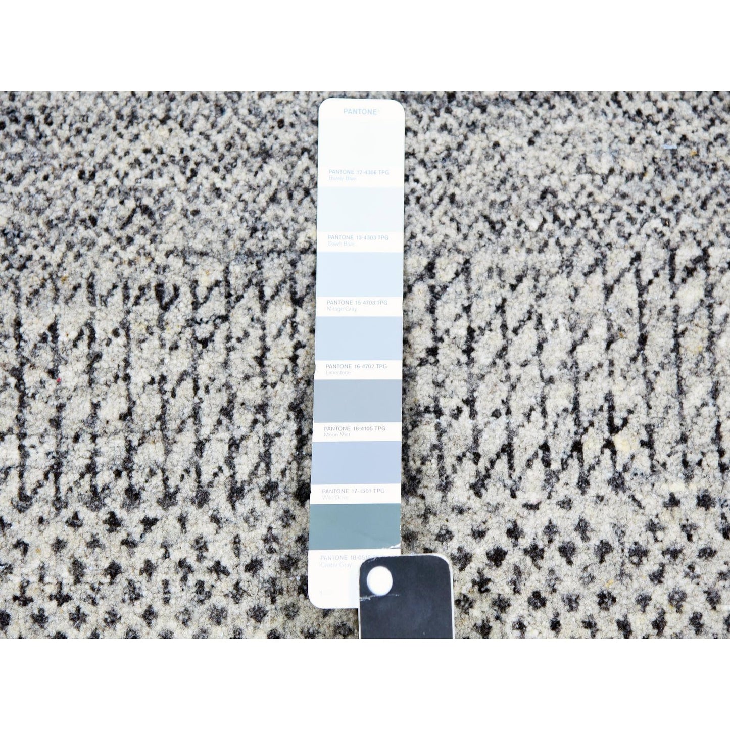 12'X12' Shower Gray Undyed Wool Grass Design Hand Knotted Round Rug
