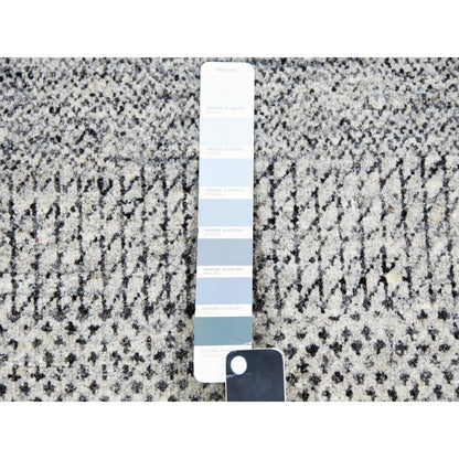 12'X12' Shower Gray Undyed Wool Grass Design Hand Knotted Round Rug