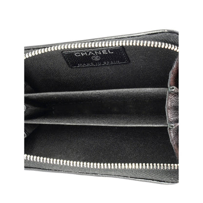 Chanel Mademoiselle Vintage Zip Coin Purse Quilted Sheepskin