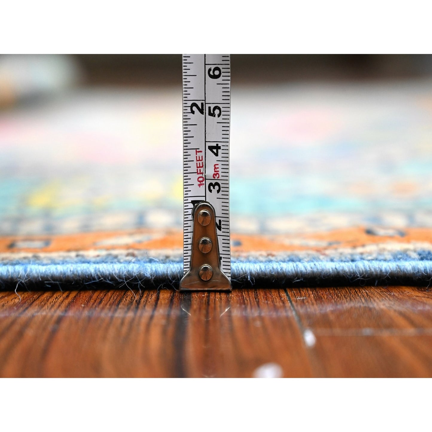 5'1"X6'4" Bayern Blue All Natural Wool Colorful Fusion Kazak Oriental Rug