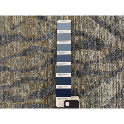 8'X10'1" Spanish Gray Berber Influence Tone On Tone Silk Hand Knotted Rug
