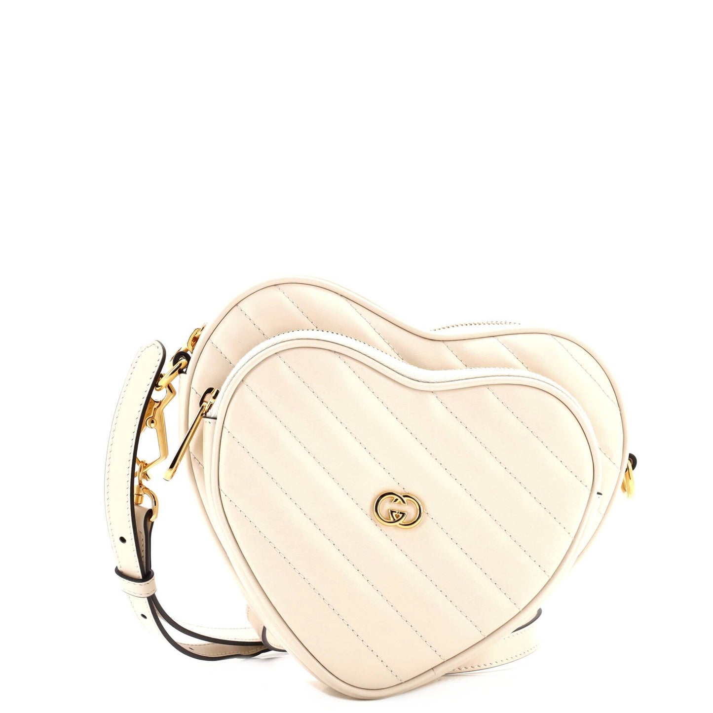 Gucci Interlocking G Heart Shoulder Bag Diagonal Quilted Leather Mini