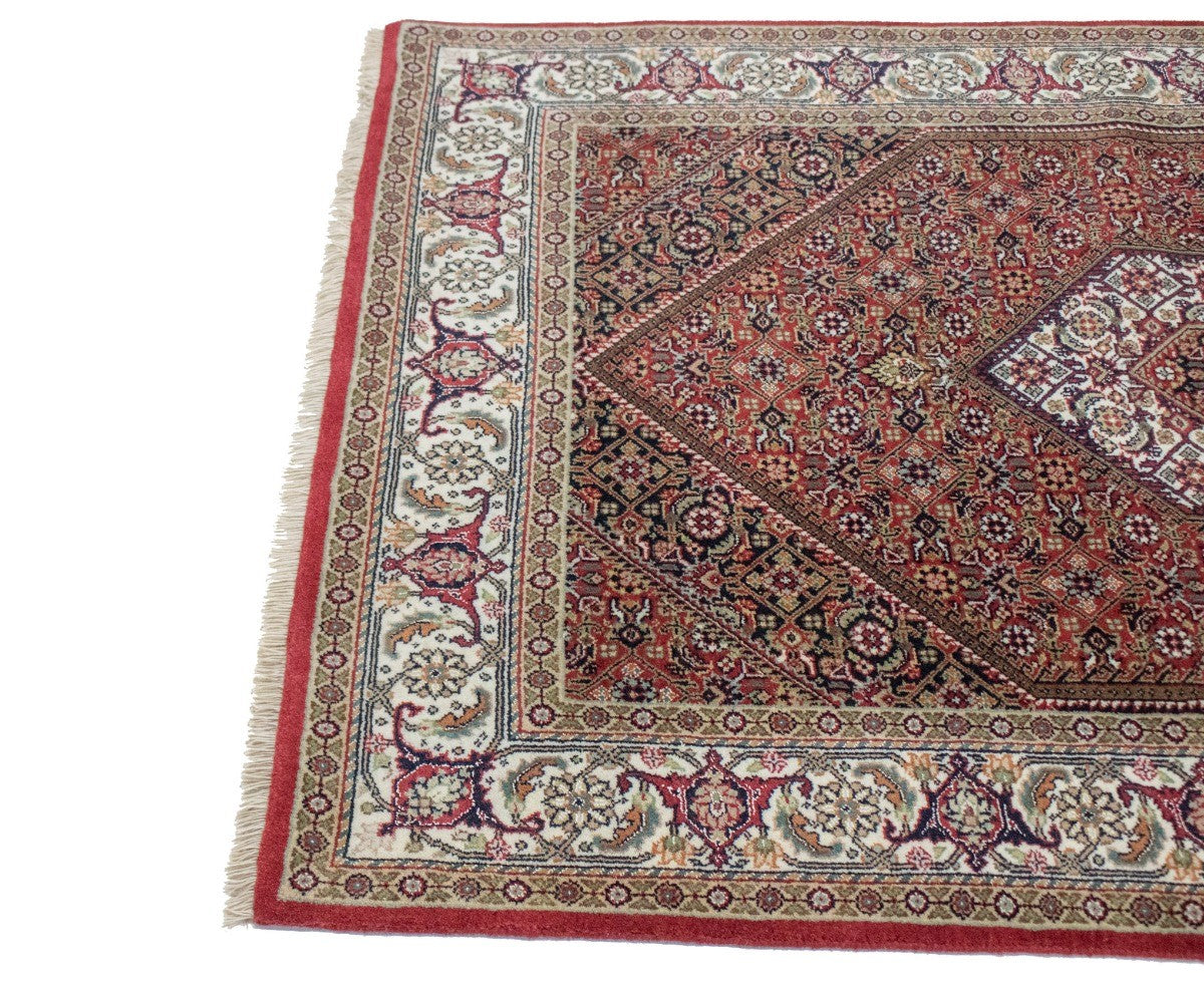 Handmade 4x6 Wool Indo-Bidjar Rug Floral Geometric Oriental Carpet