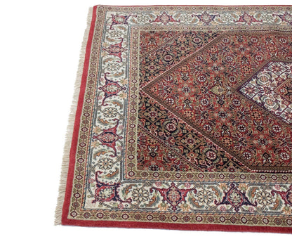 Handmade 4x6 Wool Indo-Bidjar Rug Floral Geometric Oriental Carpet