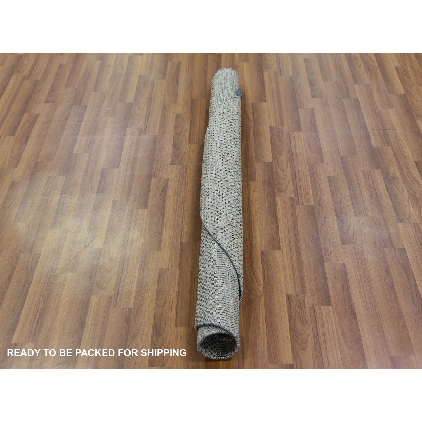 5'X5' Silver Gray Undyed Wool Hand Knotted Modern Grass Design Round Rug