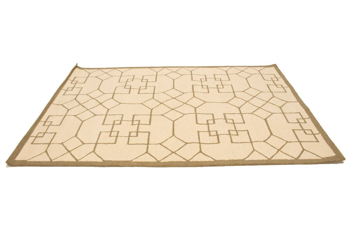 Cream Geometric Design Hand-Tufted Modern Wool