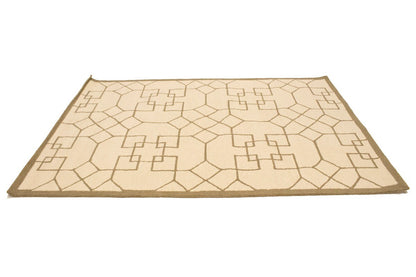 Cream Geometric Design Hand-Tufted Modern Wool