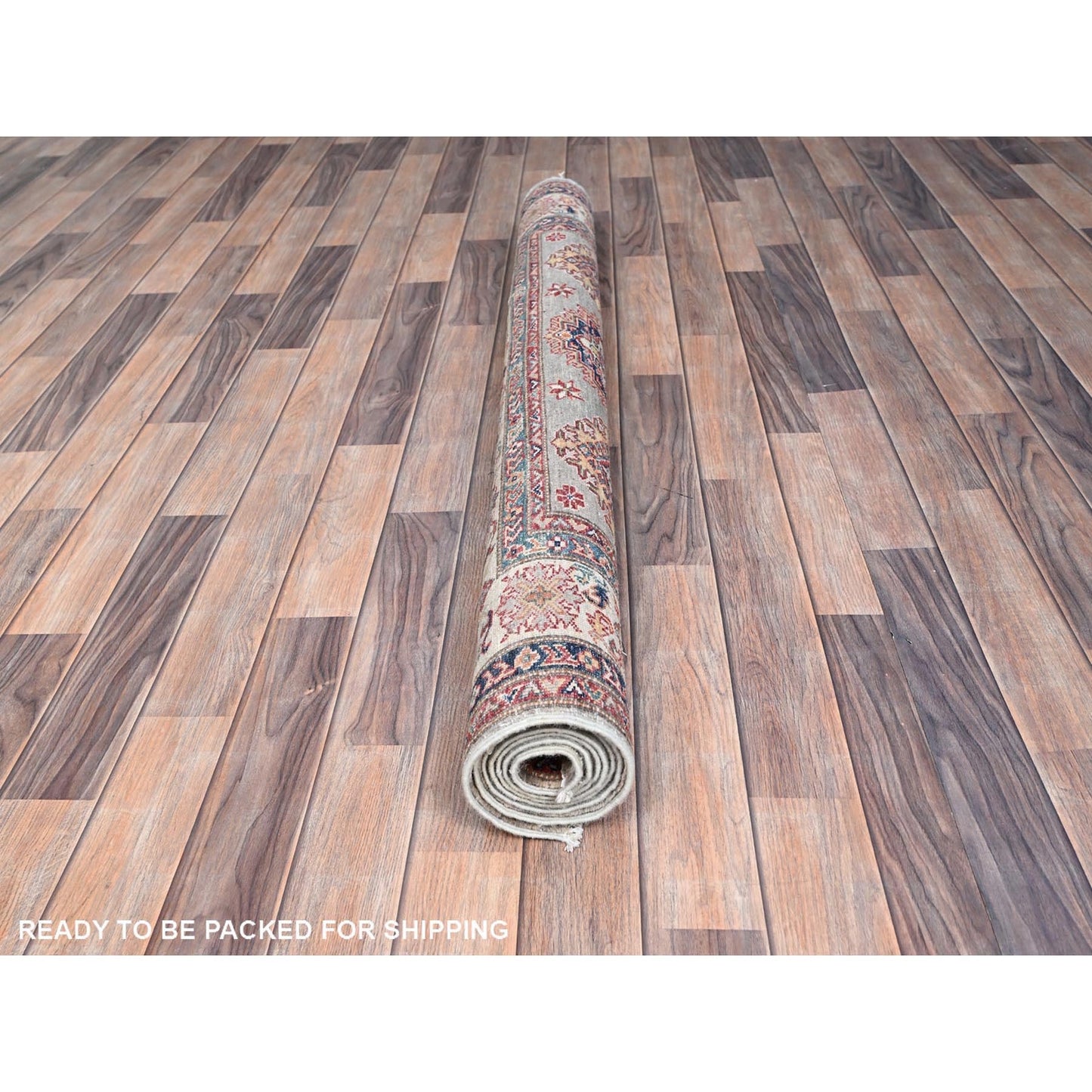 4'9"X6'7" Gray Hand Knotted Afghan Super Kazak 100% Wool Oriental Rug