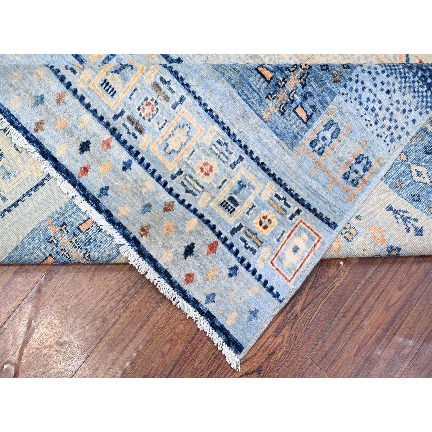 8'3"X9'6" Steel Blue Fine Kashkuli Gabbeh All Natural Wool Oriental Rug
