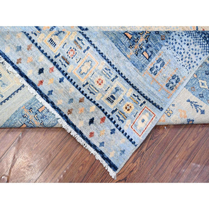 8'3"X9'6" Steel Blue Fine Kashkuli Gabbeh All Natural Wool Oriental Rug