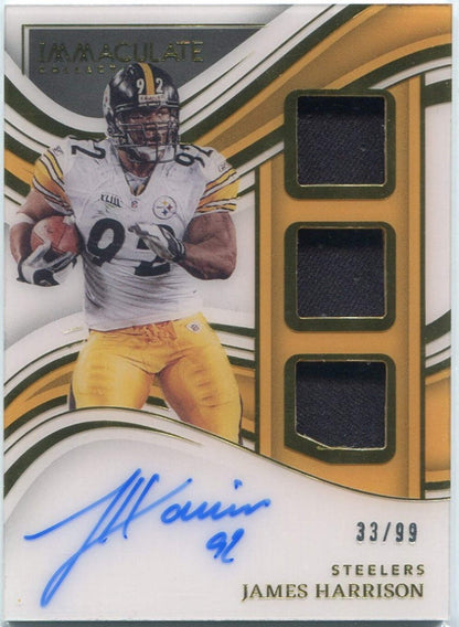 James Harrison 2023 Panini Immaculate Collection Triple Jersey/Autographed Card