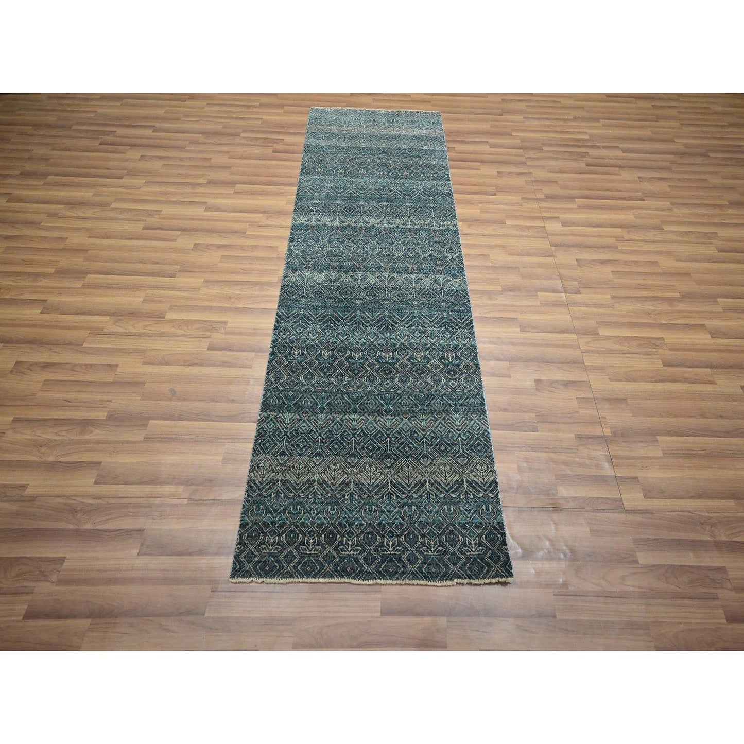 2'5"X7'7" Jasper Blue Kohinoor Herat Pure Wool Hand Knotted Runner Rug