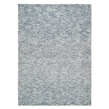Rug 9'x12' Blue Modern Striae Design Pure Wool Hand Loomed Oriental