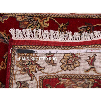2'6"X8'2" Red Wool And Silk Hand Knotted Rajasthan Design Runner Rug
