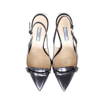 Prada Women'S Pointed Toe Slingback Pumps Spazzolato Leather