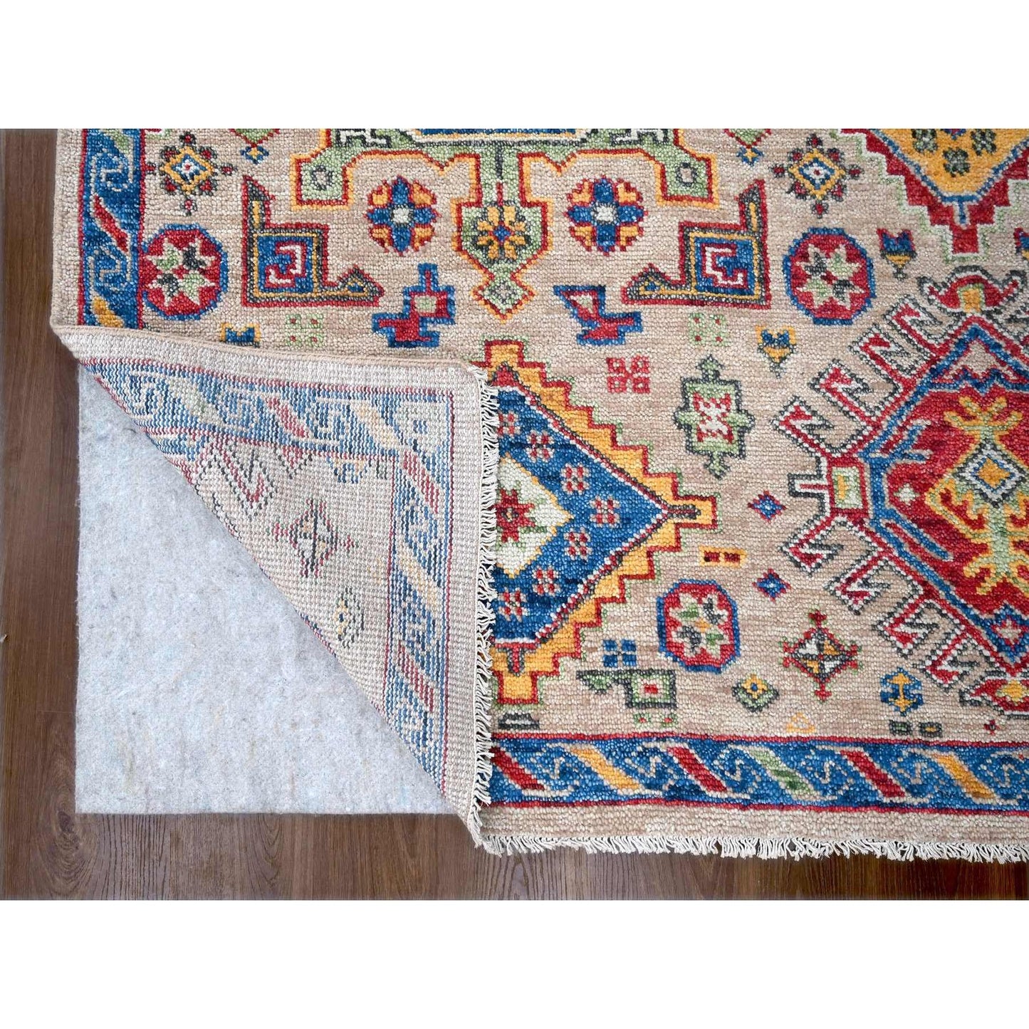 9'X11'10" Buttery Brown Geometric Design Wool Hand Knotted Oriental Rug