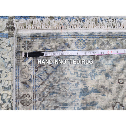 2'6"X6' Distressed Oushak Pure Silk - Text Wool Wide Runner Hand Made Rug