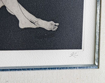 Matazo Kayama "Nude Woman" Original Etching Print Limited Edition Numbered Frame