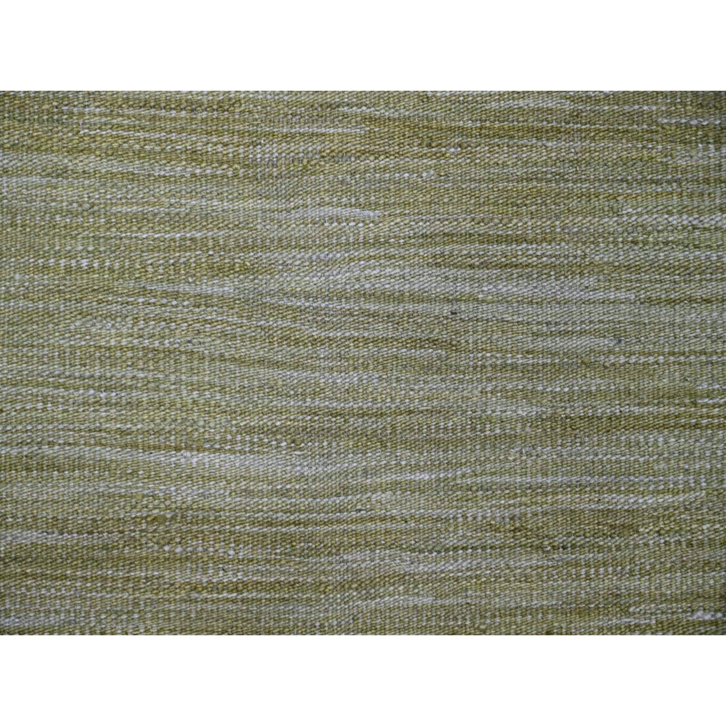 8'8"X12' Green Solid Design Hand Woven Hand Spun Wool Flat Weave Rug