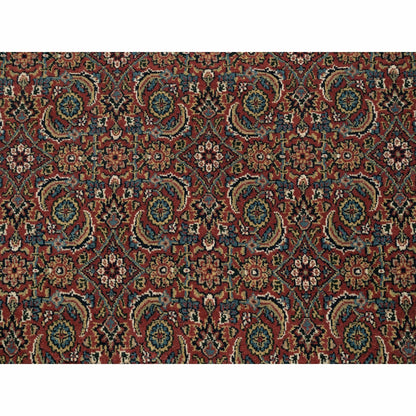 4'X6'3" Wool And Silk Herati Design Hand Knotted 250 Kpsi Red Rug
