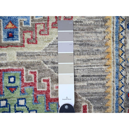 3'1"X9'9" Gray Angora Oushak Medallions Wool Hand Knotted Runner Rug