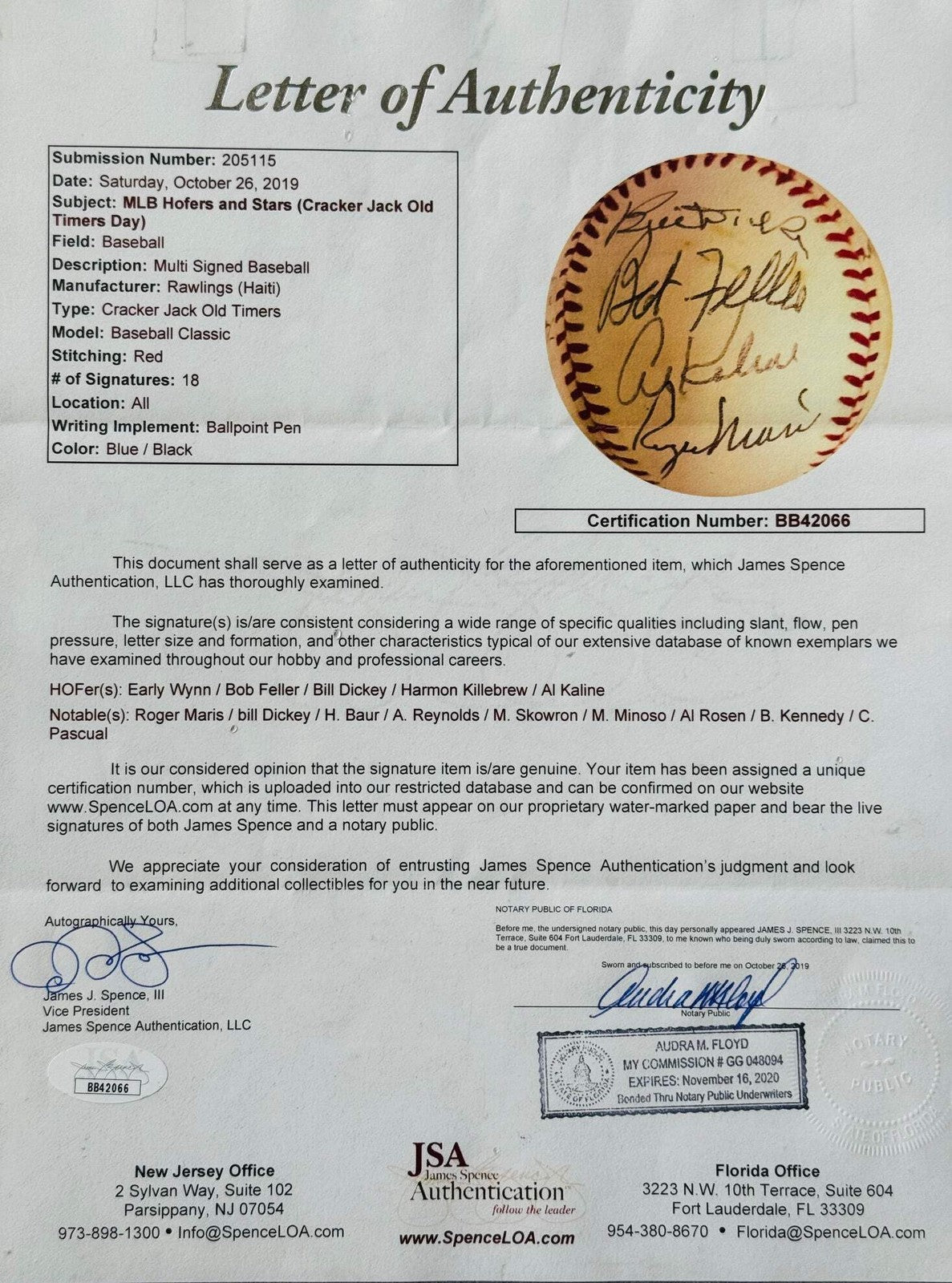 Stars Signed Baseball Cracker Jack Day Old Timers Hall Famers