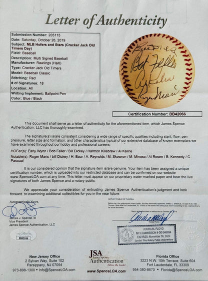 Stars Signed Baseball Cracker Jack Day Old Timers Hall Famers