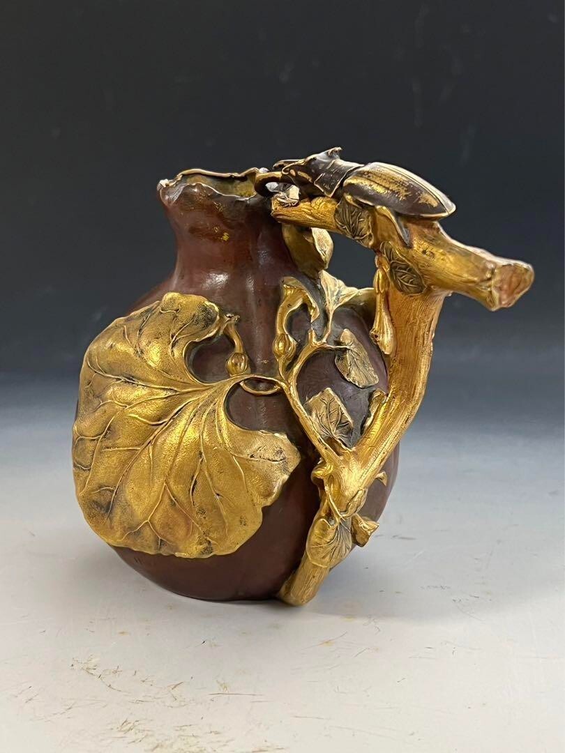 Christofle Bronze Vase By Henri Varenne 1900C Vines And Stag Beetles