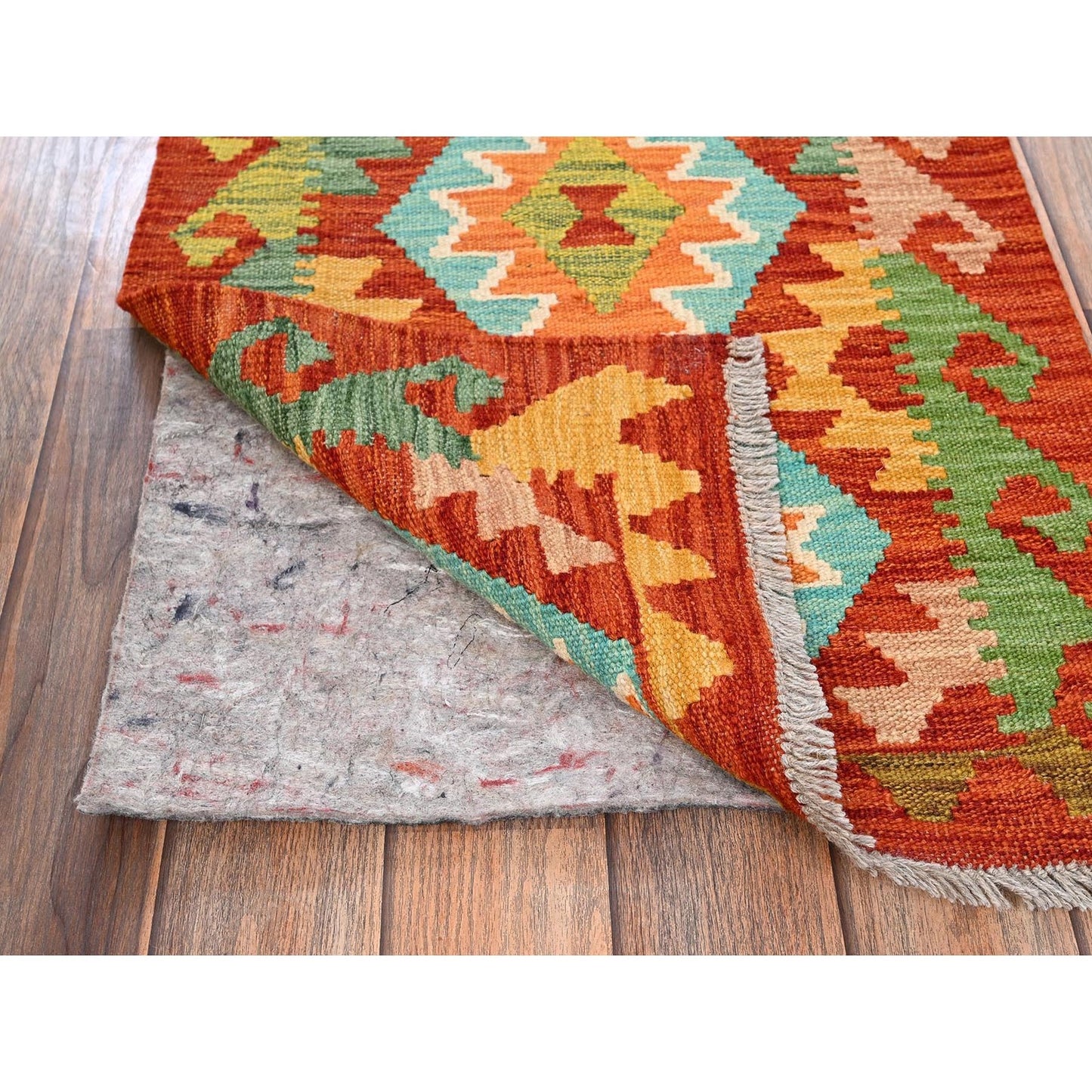 1'9"X5' Colorful Afghan Kilim 100% Wool Rug Flat Weave Hand Woven Runner