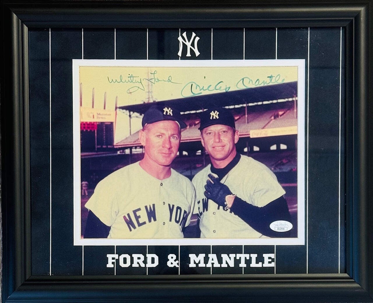 Mickey Mantle & Whitey Ford Autographed 8X10 Framed Baseball Photo (Jsa)