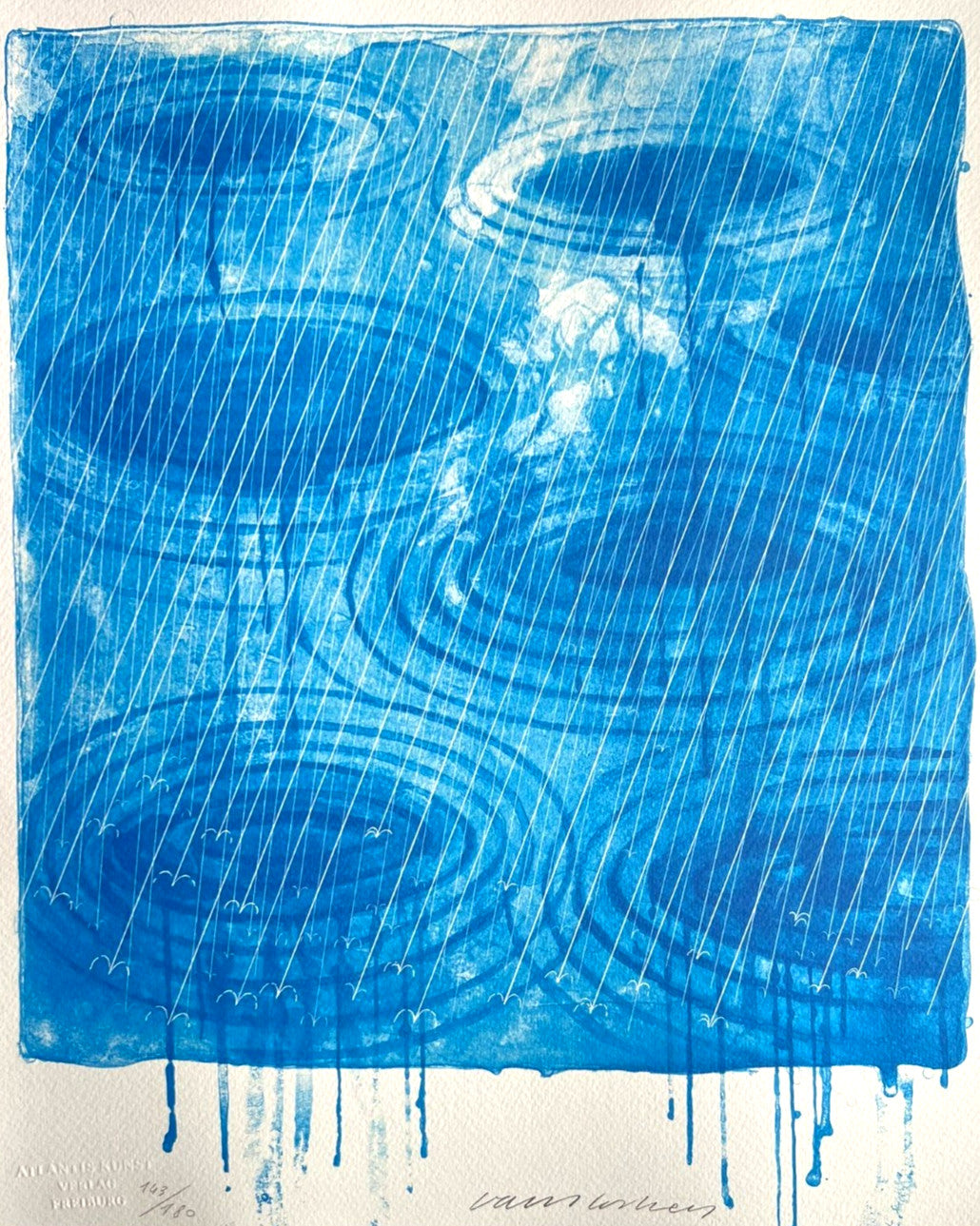 David Hockney Lithograph 'Rain' (Numbered)