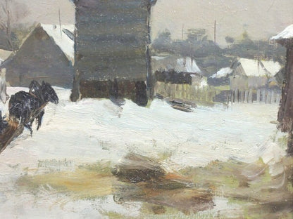 Vladimir Igoshev Original Oil Painting "Old Watchtower" Soviet Russian Winter