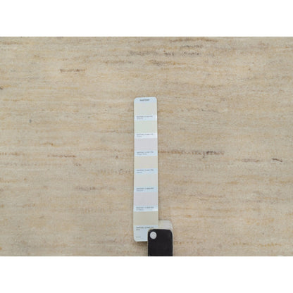 2'X3' White Modern Plain Design Pure Wool Hand Knotted Mat Oriental Rug