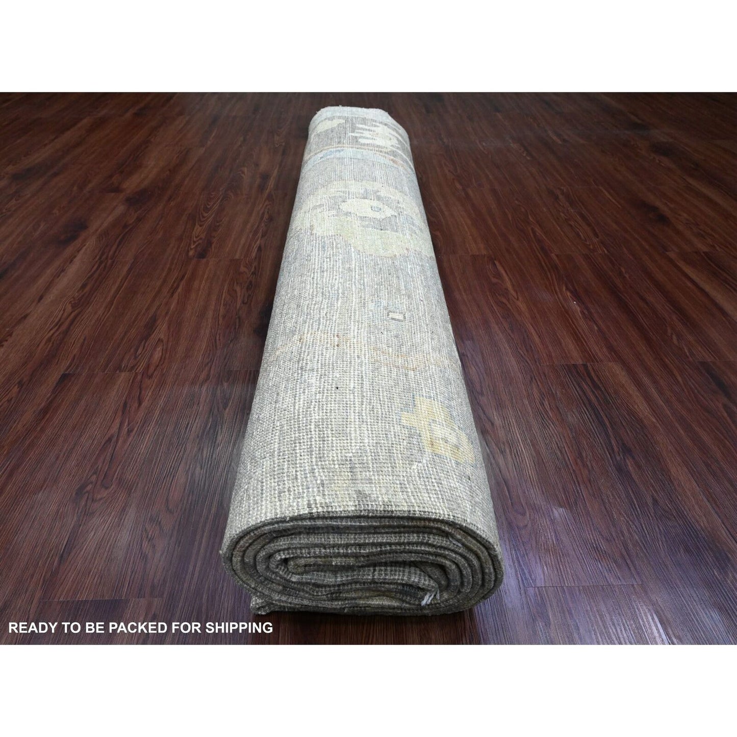 10'X13'8" Medium Gray Hand Knotted Angora Oushak Pure Wool Oriental Rug