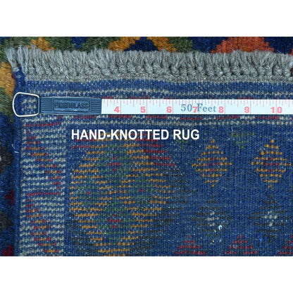 4'1"X5'8" Geometric Design Hand Made Wool Colorful Afghan Village Rug