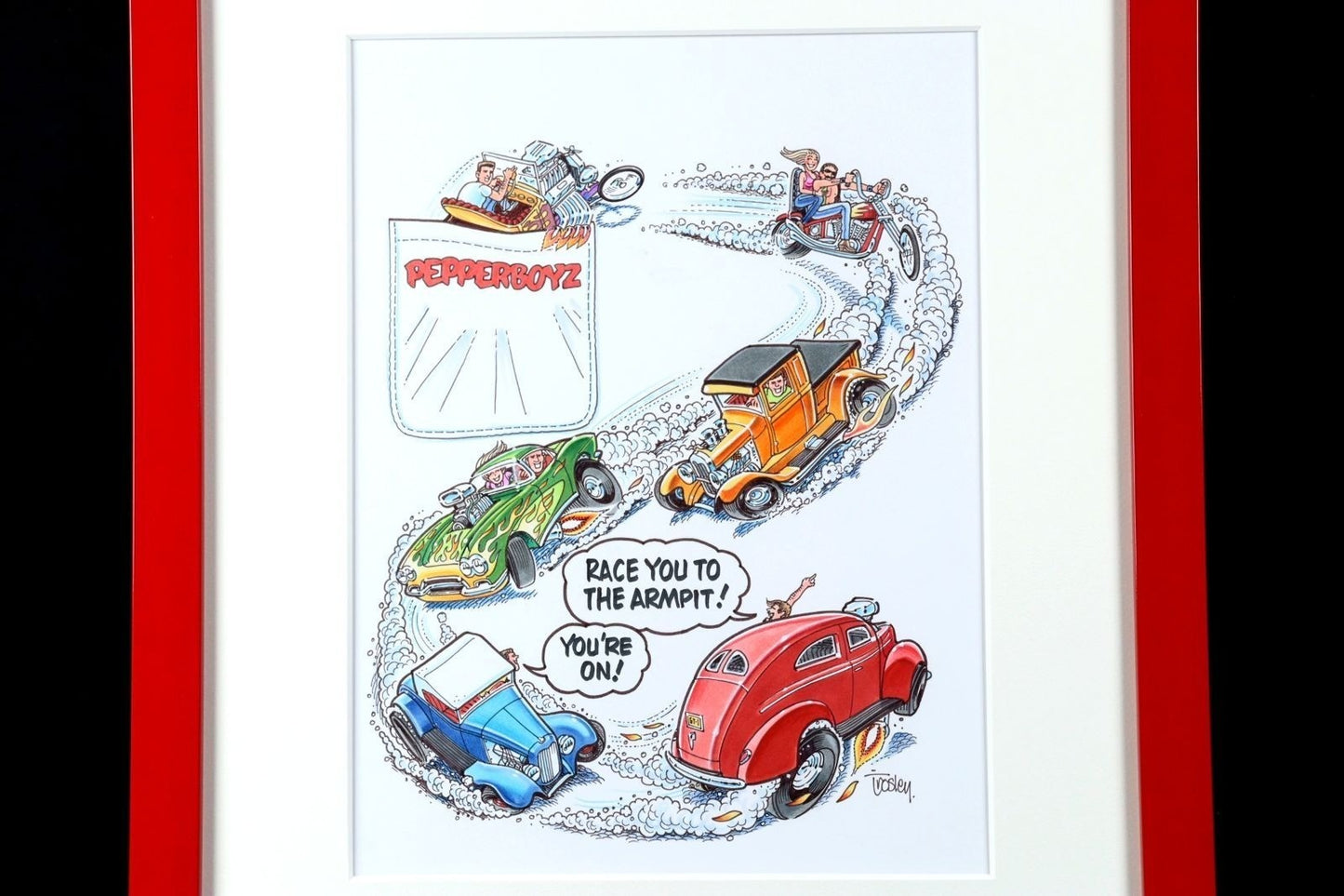 George Trosley Original Pen Drawing Pepperboys Signed Usa Framed Artwork