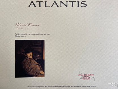 Edvard Munch Lithograph Coa Signed Numbered Hand Limited