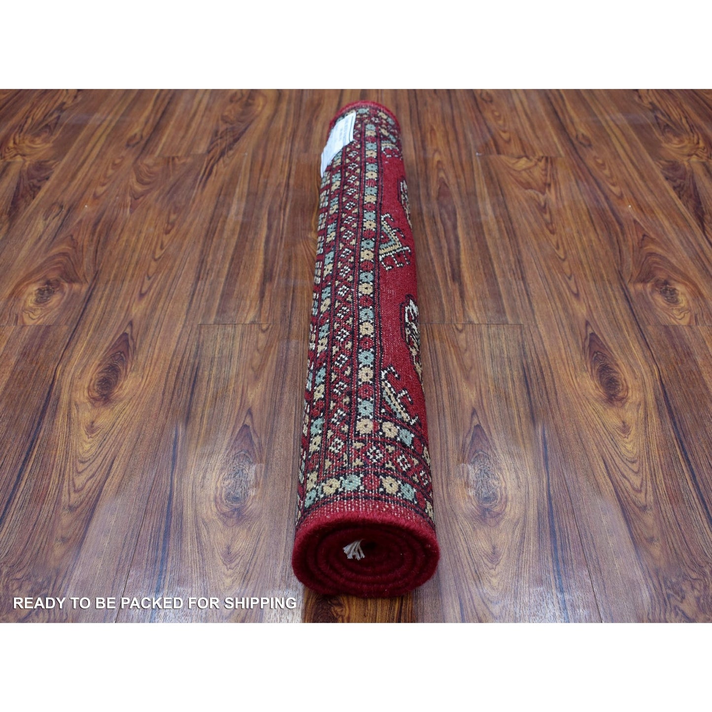 2'6"X3'10" Hand Knotted Rich Red Mori Bokara Silky Wool Oriental Rug