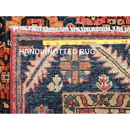 3'10"X13'7" Red Heris All Over Design Wool Hand Knotted Runner Oriental Rug