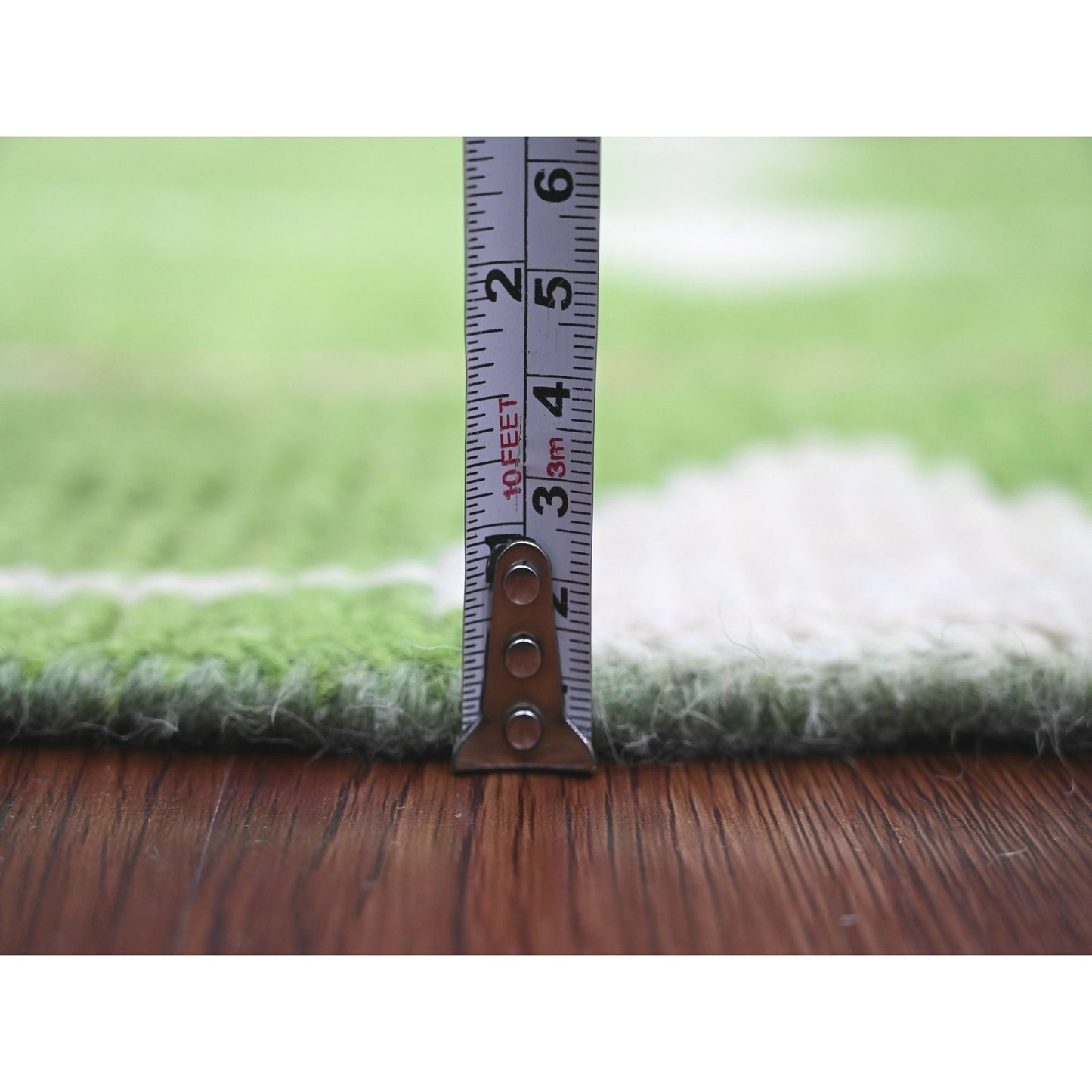 2'5"X9' Green Geometric Moroccan Weave Soft Wool Hand Knotted Runner Rug