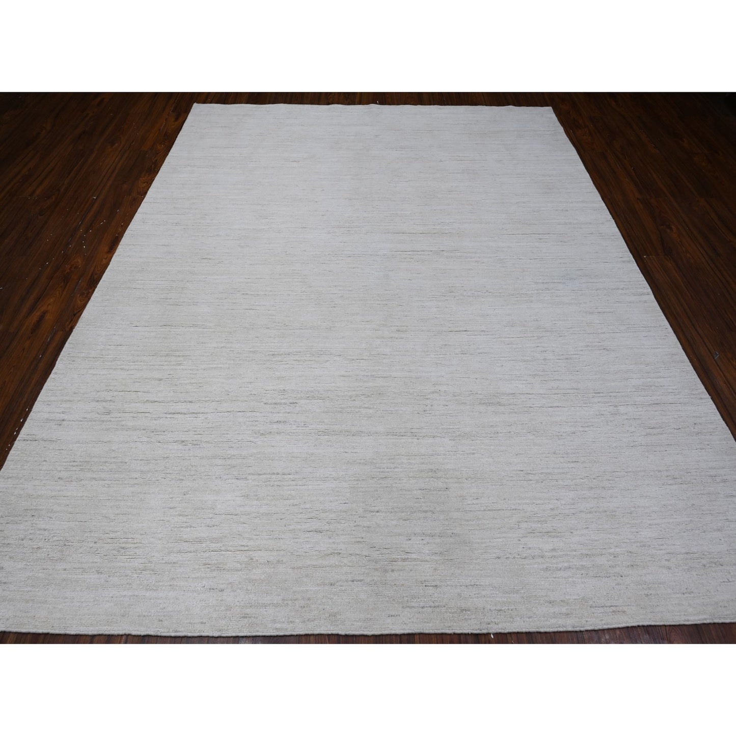 8'X9'8" Mercury White Plain Design Modern Peshawar Oriental Rug
