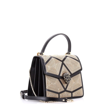 Bvlgari Serpenti Top Handle Bag Chain Embellished Leather Small