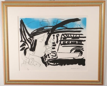 Franois Bret - 'Hands On The Wheel' Limited Edition Lithograph, Signed, Framed
