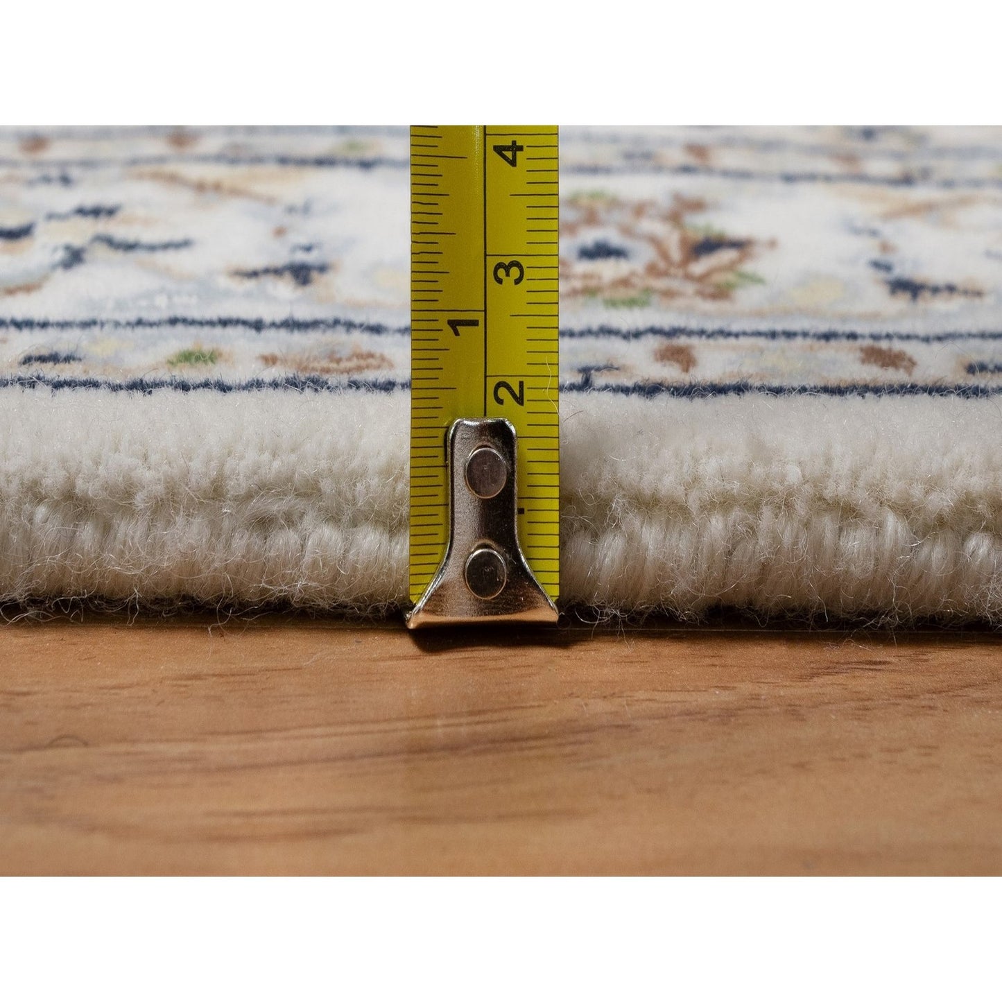 2'7"X8' Ivory Nain Medallion Design Hand Knotted Wool And Silk Runner Rug