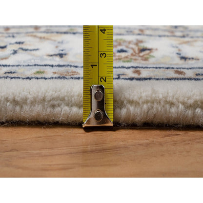 2'7"X8' Ivory Nain Medallion Design Hand Knotted Wool And Silk Runner Rug