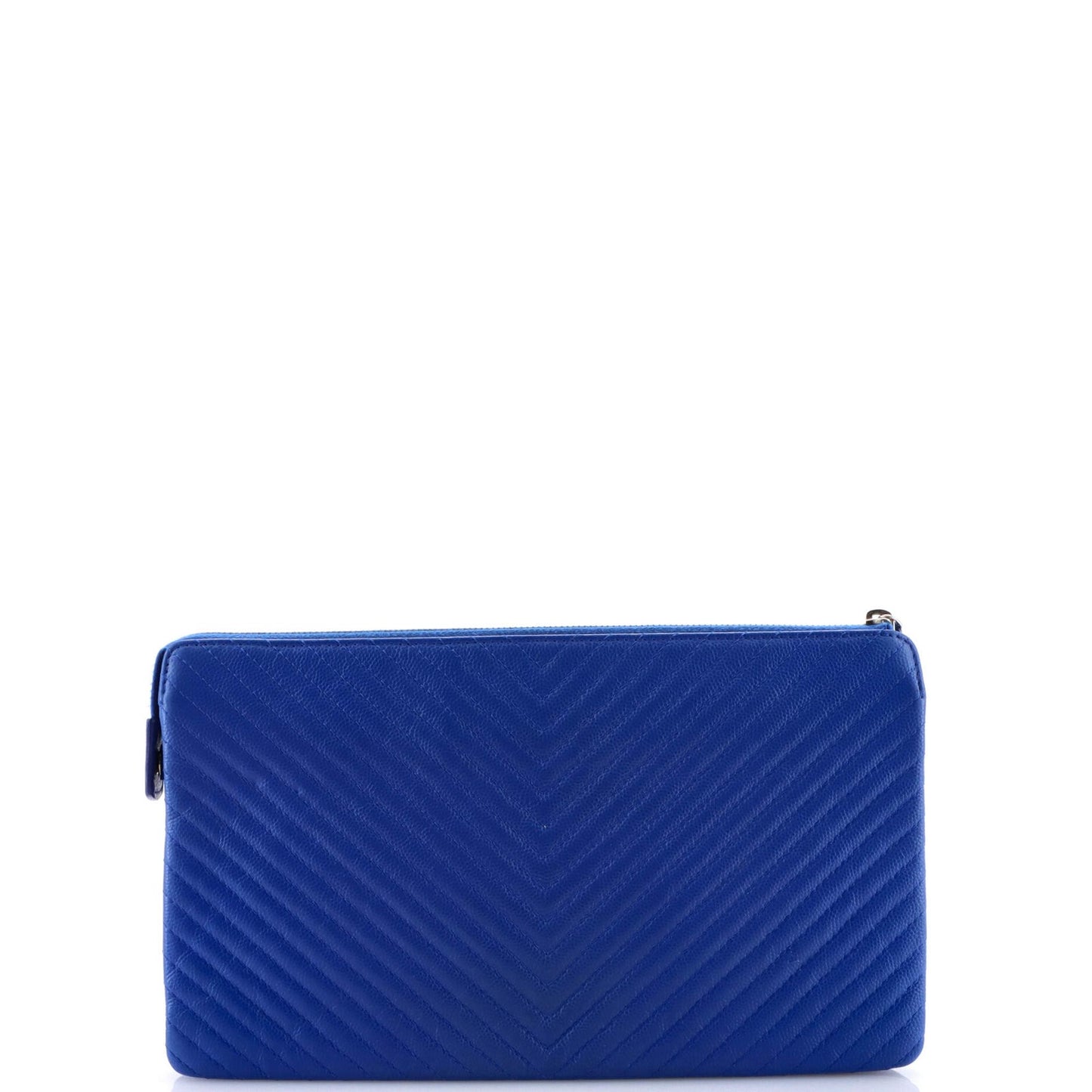 Chanel Classic Double Pocket Zip Pouch Chevron Caviar Medium