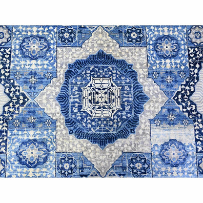 10'X13'8" Blue Fine Aryana Soft Wool Hand Knotted Oriental Rug