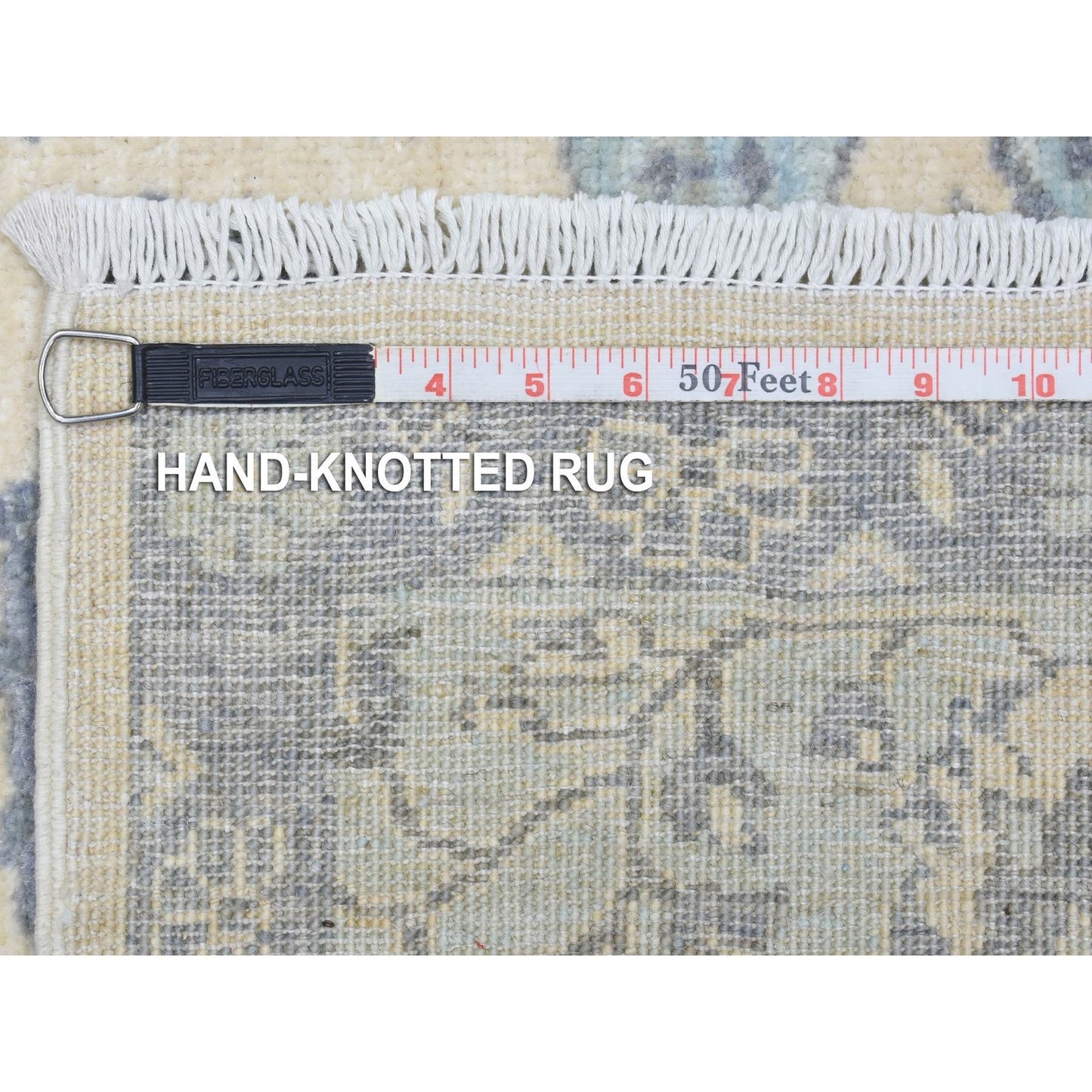 6'1"X9' Ivory Hand Knotted Fine Peshawar Soft Wool Oriental Rug
